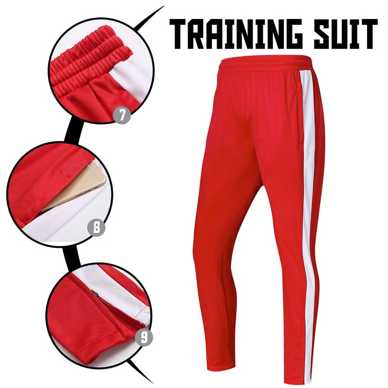Shinestone Men's Sport Casual Tracksuit Warm Up Tracksuit Gym Training Wear for Christmas (Red, Medium) - Image 5